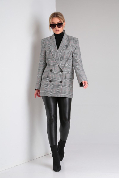 Классический пиджак оверсайз из текстиля для делового стиля DOGGI 0184 свет.серая_клетка - фото 7