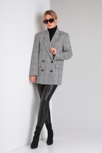 Классический пиджак оверсайз из текстиля для делового стиля DOGGI 0184 свет.серая_клетка - фото 8