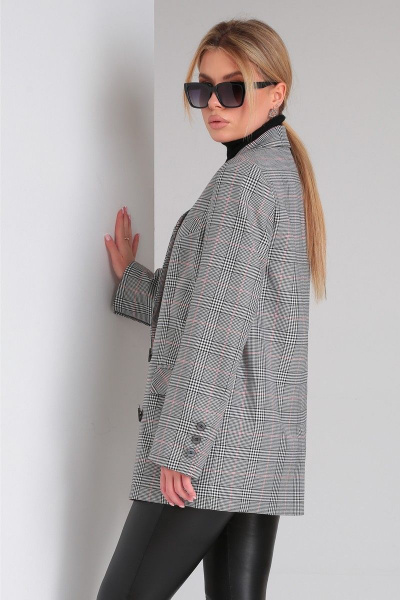 Классический пиджак оверсайз из текстиля для делового стиля DOGGI 0184 свет.серая_клетка - фото 4