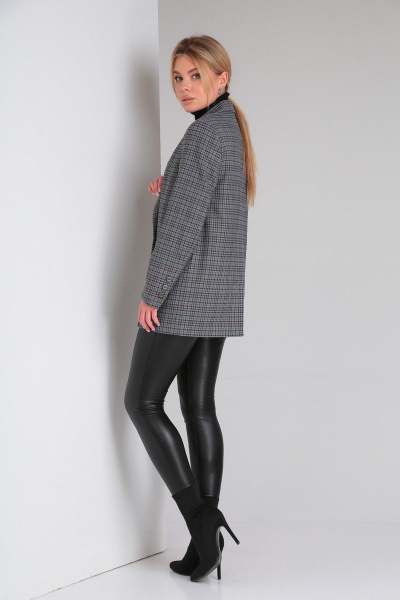 Классический пиджак оверсайз из текстиля с прорезными карманами DOGGI 0184 темн.серая_клетка - фото 7