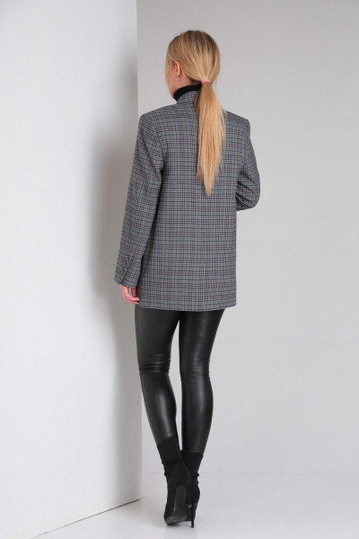 Классический пиджак оверсайз из текстиля с прорезными карманами DOGGI 0184 темн.серая_клетка - фото 8