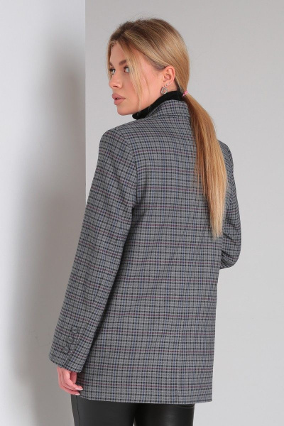 Классический пиджак оверсайз из текстиля с прорезными карманами DOGGI 0184 темн.серая_клетка - фото 3