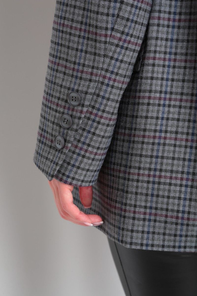 Классический пиджак оверсайз из текстиля с прорезными карманами DOGGI 0184 темн.серая_клетка - фото 9