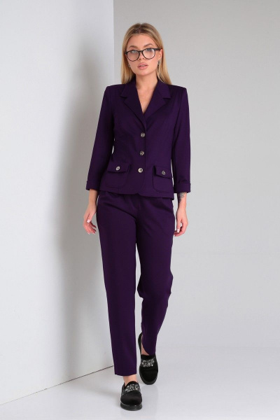 Фиолетовый костюм из трикотажа с брюками и жакетом DOGGI 2848 пурпурный - фото 3