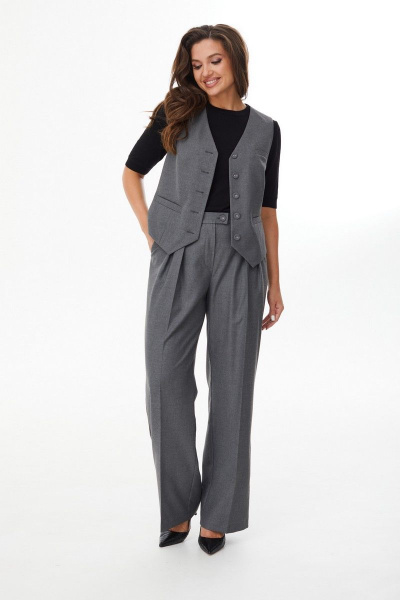 Деловой костюм брюки и жилет свободного силуэта из текстиля MALI 723-056 серый - фото 8