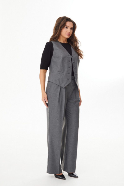 Деловой костюм брюки и жилет свободного силуэта из текстиля MALI 723-056 серый - фото 6