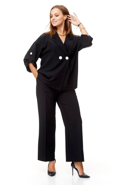 Комплект брюки палаццо и двубортный жакет на каждый день Taita plus 2329 - фото 3