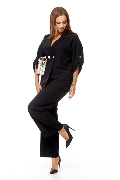 Комплект брюки палаццо и двубортный жакет на каждый день Taita plus 2329 - фото 2