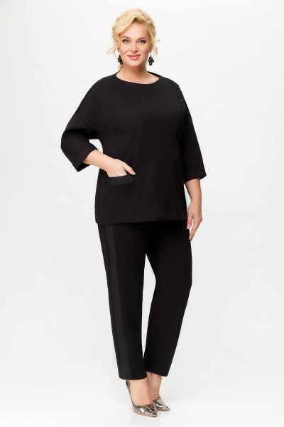 Деловой комплект блуза и брюки DaLi 4549.1 черный - фото 1