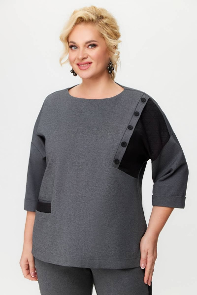 Деловой комплект блуза и брюки в демисезонном стиле DaLi 4549.1 серый - фото 3