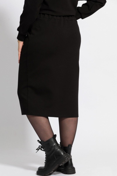 Эластичная юбка-миди с разрезом и регулируемой длиной BegiModa 5008 чёрный - фото 6