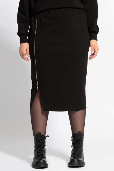 Эластичная юбка-миди с разрезом и регулируемой длиной BegiModa 5008 чёрный - фото 4