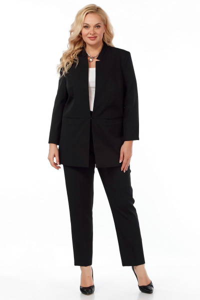 Деловой костюм жакет и брюки сpatch-подрезами Belinga 2282 черный - фото 9