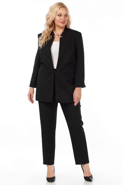 Деловой костюм жакет и брюки сpatch-подрезами Belinga 2282 черный - фото 3