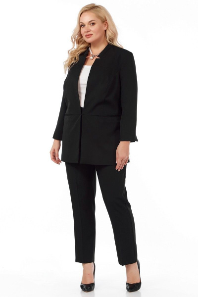 Деловой костюм жакет и брюки сpatch-подрезами Belinga 2282 черный - фото 2