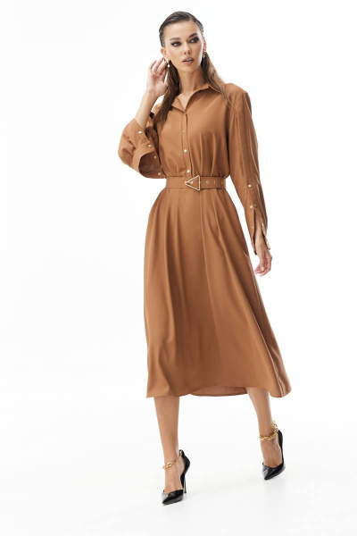 Платье миди с воротником-рубашкой и съемным ремнем Vesnaletto 3604-1 - фото 2