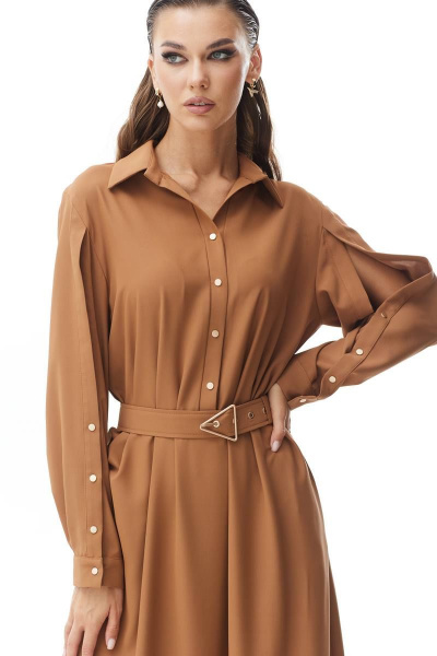 Платье миди с воротником-рубашкой и съемным ремнем Vesnaletto 3604-1 - фото 4