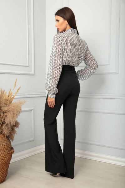 Блуза свободного силуэта из шифона на каждый день SandyNa 13822 дымчатый - фото 5