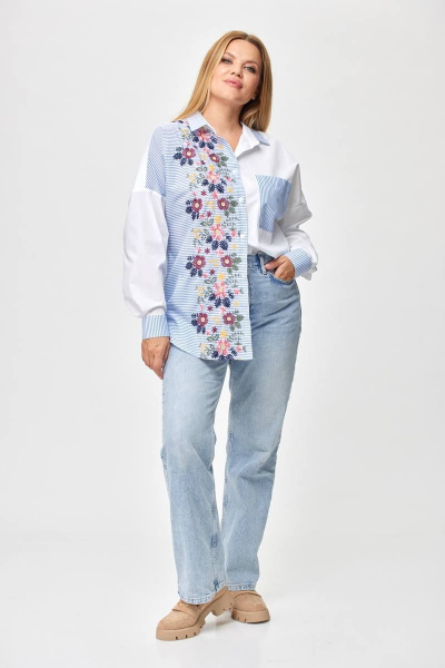 Блуза Michel chic 778 голубой/белый - фото 5