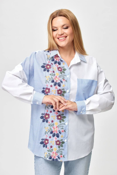 Блуза Michel chic 778 голубой/белый - фото 2