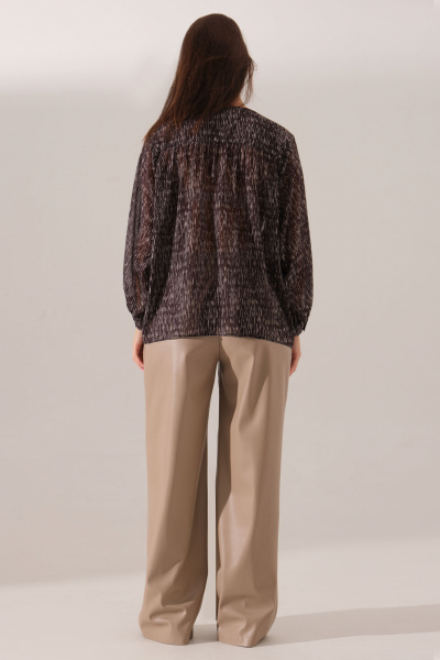 Блузка из легкой ткани с пуговицами и манжетами для повседневной носки Панда 163940w черный - фото 3