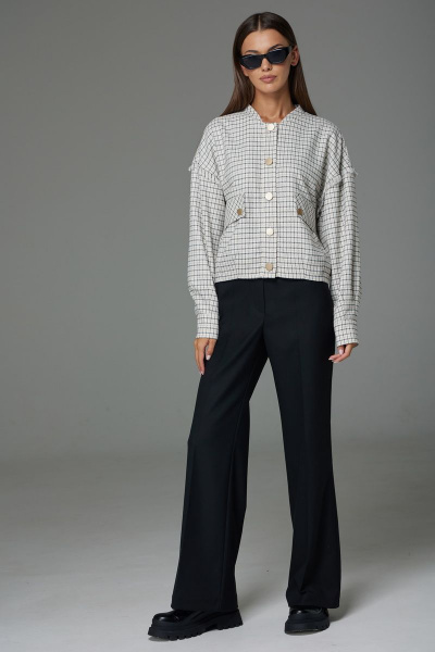 Свободный женский костюм из костюмной ткани черный и белый N.O.W. 1302 - фото 4