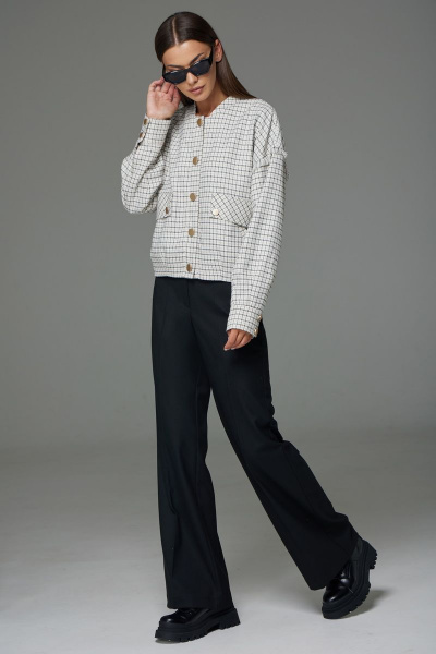 Свободный женский костюм из костюмной ткани черный и белый N.O.W. 1302 - фото 3