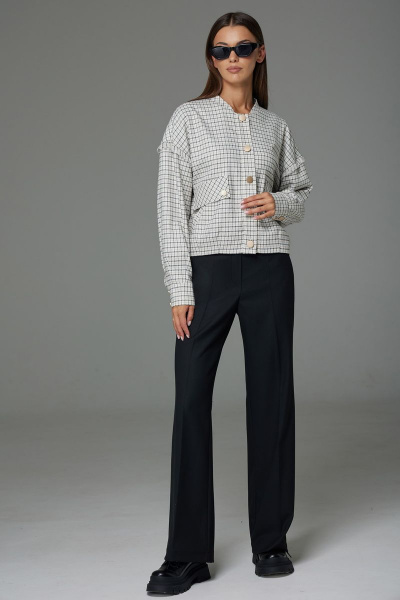 Свободный женский костюм из костюмной ткани черный и белый N.O.W. 1302 - фото 1