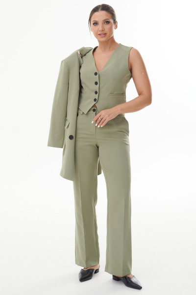 Зеленый жилет из хлопка для делового стиля AURA otd 2123 оливковый - фото 1