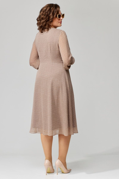 Платье Икс-образного силуэта с тальянными вытачками из текстиля Орхидея 1310 бежевый - фото 2