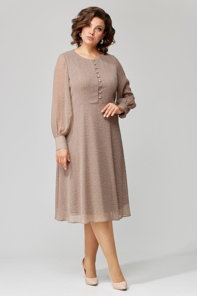 Платье Икс-образного силуэта с тальянными вытачками из текстиля Орхидея 1310 бежевый - фото 1