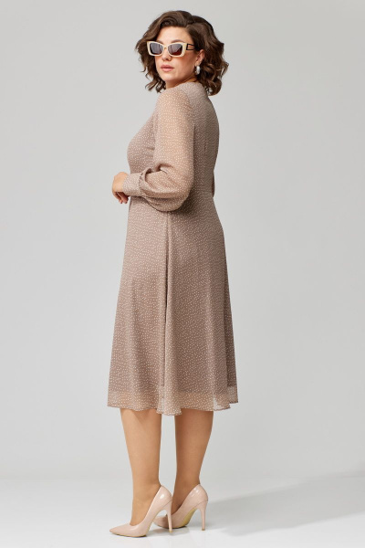 Платье Икс-образного силуэта с тальянными вытачками из текстиля Орхидея 1310 бежевый - фото 4