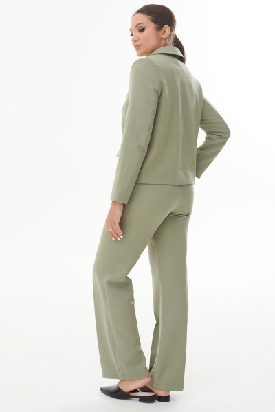 Оливковый жакет с воротником и брошами AURA otd 1079 оливковый - фото 3