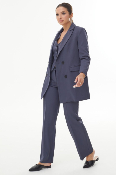 Темно-серая двойка жакет с пуговицами и классическими брюками AURA otd 9189 темно-серый - фото 3