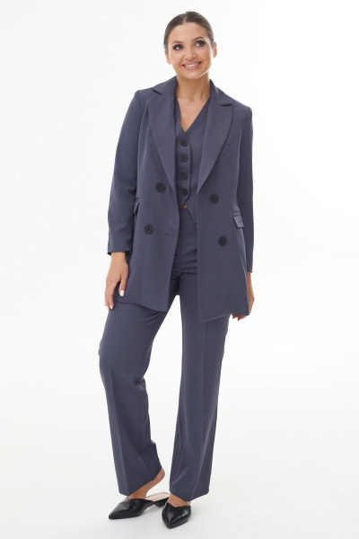 Темно-серая двойка жакет с пуговицами и классическими брюками AURA otd 9189 темно-серый - фото 1