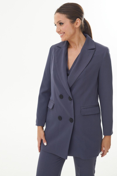 Темно-серая двойка жакет с пуговицами и классическими брюками AURA otd 9189 темно-серый - фото 2