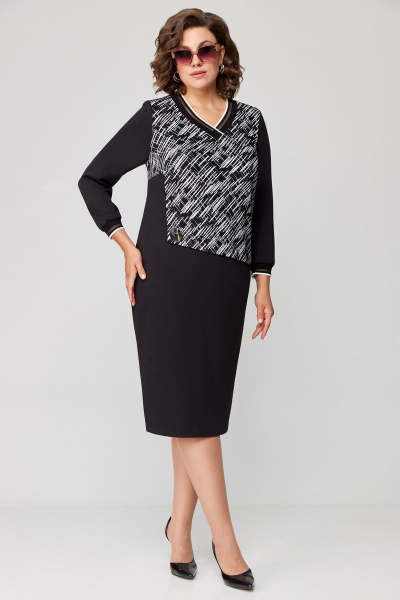 Платье Мишель стиль 1148 черно-белый - фото 1