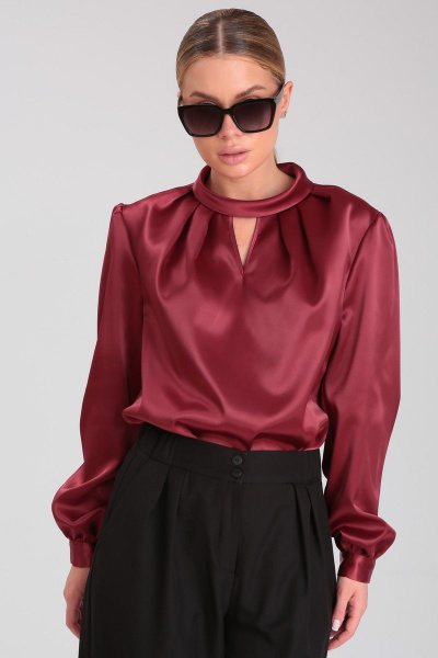 Блуза прямая из текстиля с отложным воротником-стойкой Angelina & Сo 883 - фото 7