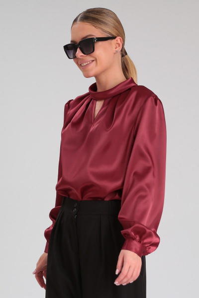 Блуза прямая из текстиля с отложным воротником-стойкой Angelina & Сo 883 - фото 6