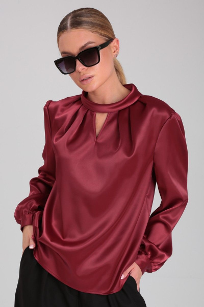 Блуза прямая из текстиля с отложным воротником-стойкой Angelina & Сo 883 - фото 5