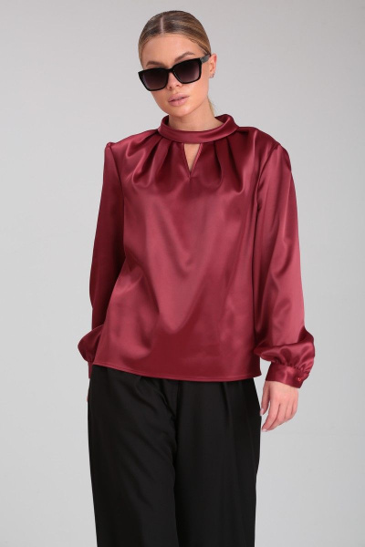 Блуза прямая из текстиля с отложным воротником-стойкой Angelina & Сo 883 - фото 4