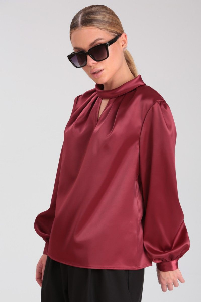 Блуза прямая из текстиля с отложным воротником-стойкой Angelina & Сo 883 - фото 1
