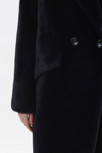 Шуба из искусственного меха с английским воротником и съемным поясом ElectraStyle 6-2214/1м-312 тёмно-синий - фото 4