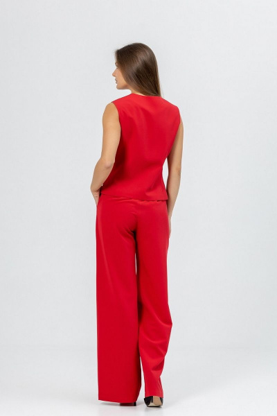 Деловые палаццо брюки высокой посадки с карманами Atelero 1023 красный - фото 2