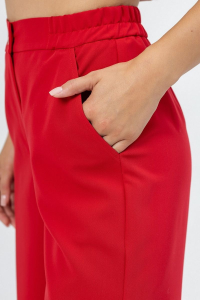 Деловые палаццо брюки высокой посадки с карманами Atelero 1023 красный - фото 3