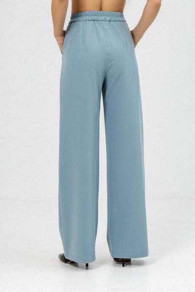 Голубые палаццо брюки высокой посадки с резинкой Atelero 1023 серо-голубой - фото 2