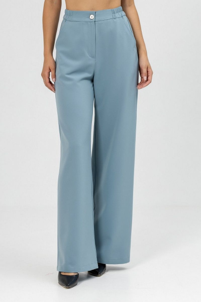 Голубые палаццо брюки высокой посадки с резинкой Atelero 1023 серо-голубой - фото 3