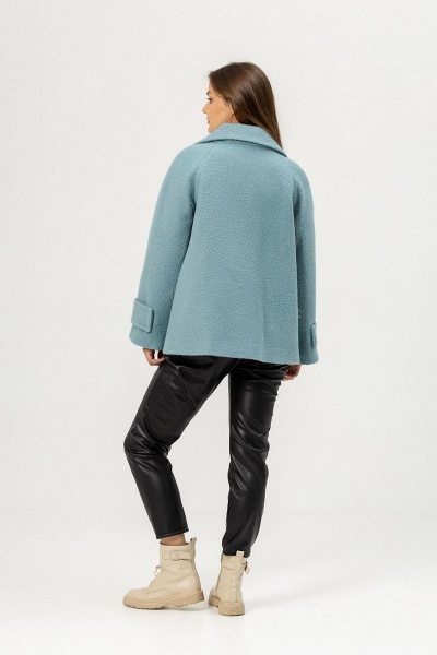 Демисезонное голубое полупальто из пальтовой ткани Atelero 1041 серо-голубой - фото 2