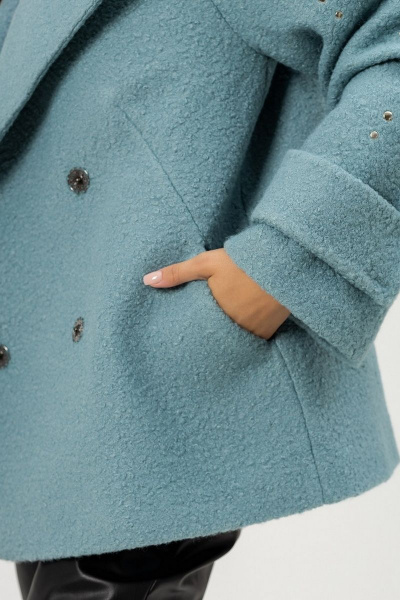 Демисезонное голубое полупальто из пальтовой ткани Atelero 1041 серо-голубой - фото 6