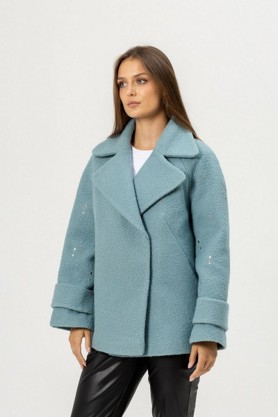 Демисезонное голубое полупальто из пальтовой ткани Atelero 1041 серо-голубой - фото 4